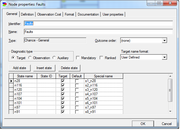 The Node properties dialog